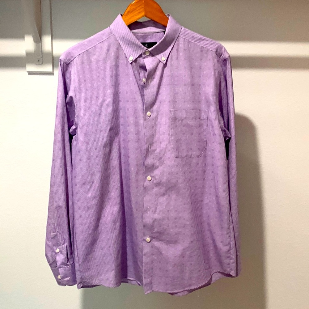 Hart Schaffner Marx Purple Button Down Dress Shirt Size Large